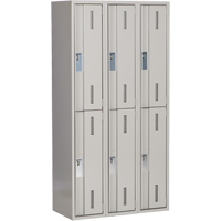 Concorde Heavy-Duty Lockers, 2 -tier, Bank of 3, 36" x 18" x 72", Steel, Grey, Welded (Assembled) Oxymax Inc