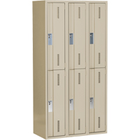 Concorde Heavy-Duty Lockers, 2 -tier, Bank of 3, 36" x 18" x 72", Steel, Beige, Welded (Assembled) Oxymax Inc