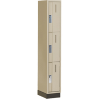 Concorde Heavy-Duty Lockers, 3 -tier, 12" x 18" x 76", Steel, Beige, Welded (Assembled) Oxymax Inc