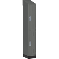 Concorde Heavy-Duty Lockers, 2 -tier, 12" x 18" x 82", Steel, Charcoal, Welded (Assembled) Oxymax Inc