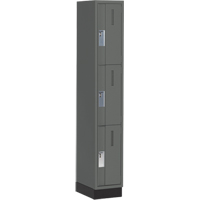 Concorde Heavy-Duty Lockers, 3 -tier, 12" x 18" x 76", Steel, Charcoal, Welded (Assembled) Oxymax Inc