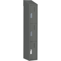 Concorde Heavy-Duty Lockers, 3 -tier, 12" x 18" x 78", Steel, Charcoal, Welded (Assembled) Oxymax Inc