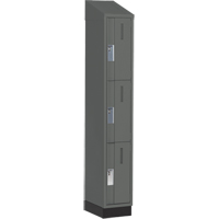 Concorde Heavy-Duty Lockers, 3 -tier, 12" x 18" x 82", Steel, Charcoal, Welded (Assembled) Oxymax Inc