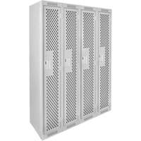 Clean Line Lockers, Bank of 4, 48" x 15" x 72", Steel, Grey, Rivet (Assembled), Perforated Oxymax Inc