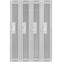 Clean Line Lockers, Bank of 4, 48" x 15" x 72", Steel, Grey, Rivet (Assembled), Perforated Oxymax Inc