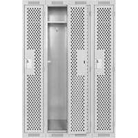 Clean Line Lockers, Bank of 4, 48" x 15" x 72", Steel, Grey, Rivet (Assembled), Perforated Oxymax Inc