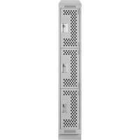 Casiers Clean Line, 3 niveaux, 12" x 12" x 72", Acier, Gris, Rivet (assembl&eacute;), Perfor&eacute; Oxymax Inc