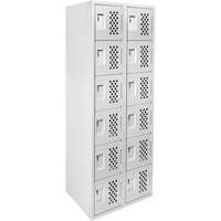 Clean Line Lockerettes, 6 -tier, Bank of 2, 18" x 72" x 12", Steel Oxymax Inc