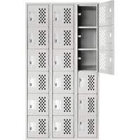 Clean Line Lockerettes, 6 -tier, Bank of 3, 18" x 72" x 12", Steel Oxymax Inc
