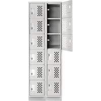 Clean-Line Perforated Lockerette, 6 -tier, Bank of 2, 12" x 72" x 12", Steel Oxymax Inc