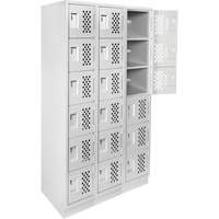 Clean-Line Perforated Lockerette, 6 -tier, Bank of 3, 12" x 72" x 12", Steel Oxymax Inc