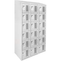Assembled Lockerettes Clean Line Perforated Economy Lockers, 6 -tier, Bank of 3, 18" x 72" x 12", Steel Oxymax Inc