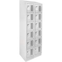 Clean-Line Perforated Lockerette, 6 -tier, Bank of 2, 15" x 72" x 12", Steel Oxymax Inc