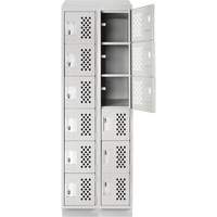 Clean-Line Perforated Lockerette, 6 -tier, Bank of 2, 15" x 72" x 12", Steel Oxymax Inc