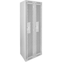 Clean Line Lockers, 2 -tier, 12" x 12" x 72", Steel, Grey, Rivet (Assembled), Perforated Oxymax Inc