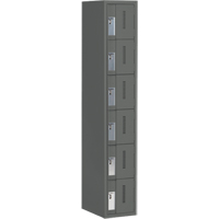 Concorde Heavy-Duty Lockers, 6 -tier, 12" x 18" x 72", Steel, Charcoal, Welded (Assembled) Oxymax Inc