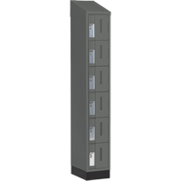 Concorde Heavy-Duty Lockers, 6 -tier, 12" x 18" x 82", Steel, Charcoal, Welded (Assembled) Oxymax Inc