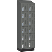 Concorde Heavy-Duty Lockers, 6 -tier, Bank of 2, 24" x 18" x 82", Steel, Charcoal, Welded (Assembled) Oxymax Inc