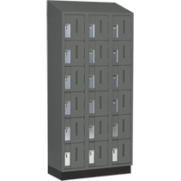Concorde Heavy-Duty Lockers, 6 -tier, Bank of 3, 36" x 18" x 82", Steel, Charcoal, Welded (Assembled) Oxymax Inc