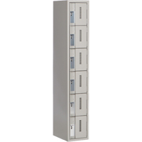 Concorde Heavy-Duty Lockers, 6 -tier, 12" x 18" x 72", Steel, Grey, Welded (Assembled) Oxymax Inc