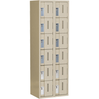 Concorde Heavy-Duty Lockers, 6 -tier, Bank of 2, 24" x 18" x 72", Steel, Beige, Welded (Assembled) Oxymax Inc