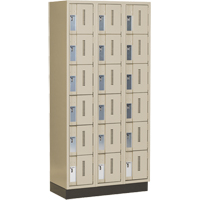 Concorde Heavy-Duty Lockers, 6 -tier, Bank of 3, 36" x 18" x 76", Steel, Beige, Welded (Assembled) Oxymax Inc