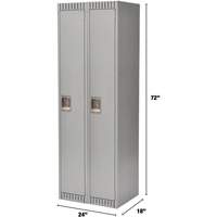 Lockers, Bank of 2, 24" x 18" x 72", Steel, Grey, Knocked Down Oxymax Inc