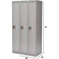 Lockers, Bank of 3, 36" x 18" x 72", Steel, Grey, Knocked Down Oxymax Inc