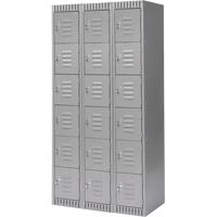 Casiers, 6 niveaux, Bloc de 3, 36" x 18" x 72", Acier, Gris, D&eacute;mont&eacute; Oxymax Inc