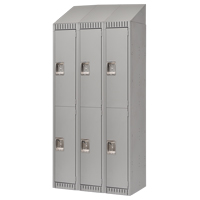 Lockers, 2 -tier, Bank of 3, 36" x 18" x 82", Steel, Grey, Knocked Down Oxymax Inc