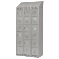 Lockers, 6 -tier, Bank of 3, 36" x 18" x 82", Steel, Grey, Knocked Down Oxymax Inc