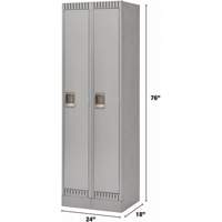 Lockers, Bank of 2, 24" x 18" x 76", Steel, Grey, Knocked Down Oxymax Inc