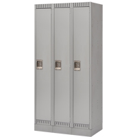 Lockers, Bank of 3, 36" x 18" x 76", Steel, Grey, Knocked Down Oxymax Inc