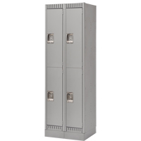 Lockers, 2 -tier, Bank of 2, 24" x 18" x 76", Steel, Grey, Knocked Down Oxymax Inc