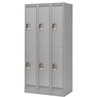 Casiers, 2 niveaux, Bloc de 3, 36" x 18" x 76", Acier, Gris, D&eacute;mont&eacute; Oxymax Inc