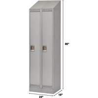 Lockers, Bank of 2, 24" x 18" x 86", Steel, Grey, Knocked Down Oxymax Inc