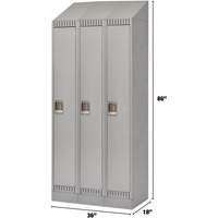 Lockers, Bank of 3, 36" x 18" x 86", Steel, Grey, Knocked Down Oxymax Inc