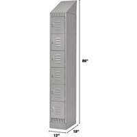 Lockers, 6 -tier, 12" x 18" x 86", Steel, Grey, Knocked Down Oxymax Inc