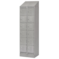 Lockers, 6 -tier, Bank of 2, 24" x 18" x 86", Steel, Grey, Knocked Down Oxymax Inc
