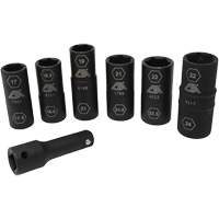 Jeu de demi-douilles r&eacute;versibles m&eacute;triques, 7 Mcx, Chocs, Prise de 1/2", Profond Oxymax Inc