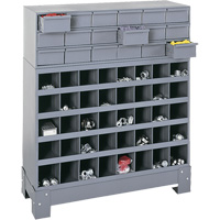 Unité de stockage modulaire pour petites pièces, Acier, 18 tiroirs, 33-3/4" x 12-1/4" x 40-1/2", Gris FN374 | Oxymax Inc