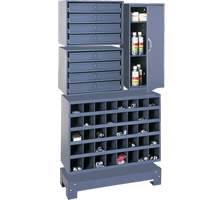 Unité de stockage modulaire pour petites pièces, Acier, 8 tiroirs, 33-3/4" x 12-1/4" x 59-5/8", Gris FN375 | Oxymax Inc