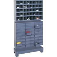 Unité de stockage modulaire pour petites pièces, Acier, 48 tiroirs, 33-3/4" x 12-1/4" x 58-3/8", Gris FN377 | Oxymax Inc