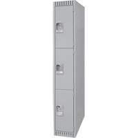 Lockers, 3 -tier, 12" x 18" x 72", Steel, Grey, Knocked Down Oxymax Inc