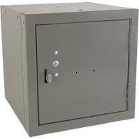 Stackable Cube Locker, 12" x 12" x 12", Steel, Grey, Knocked Down Oxymax Inc