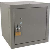Stackable Cube Locker, 12" x 12" x 12", Steel, Grey, Knocked Down Oxymax Inc