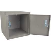 Stackable Cube Locker, 12" x 12" x 12", Steel, Grey, Knocked Down Oxymax Inc