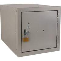 Stackable Cube Locker, 12" x 18" x 12", Steel, Grey, Knocked Down Oxymax Inc
