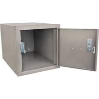Stackable Cube Locker, 12" x 18" x 12", Steel, Grey, Knocked Down Oxymax Inc