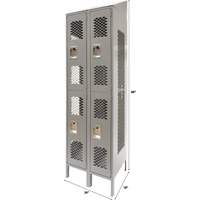 Casiers ventil&eacute;s, 2 niveaux, Bloc de 2, 24" x 18" x 88", Acier, Gris, D&eacute;mont&eacute;, Perfor&eacute; Oxymax Inc
